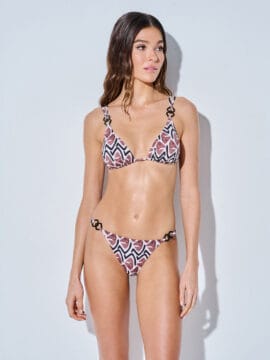 Bikini set of triangle top and bottom, geometric pattern