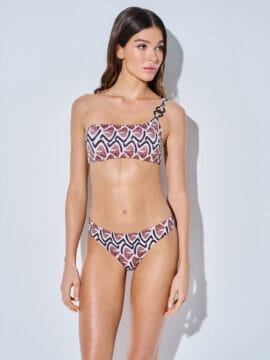 Bikini set of crop top and  bottom, geometric pattern