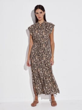 Maxi Shirt dress with lurex sparkle, Snake skin pattern