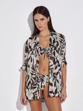 Satin Shirt, Botanical Pattern
