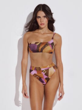 Bikini set of crop top and highwaist bottom, Abstract pattern