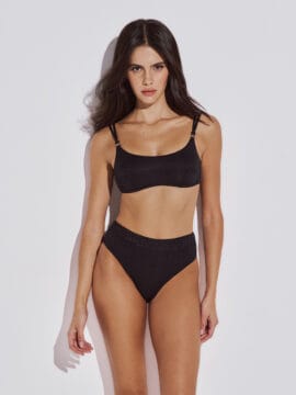 Bikini set of crop top and highwaist bottom, Black