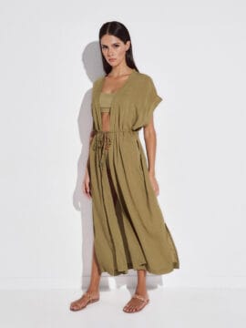 Maxi Tunic with lurex sparkle, Olive