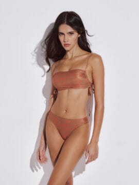 Lurex Bikini set of crop top and bottom, Exotic pattern