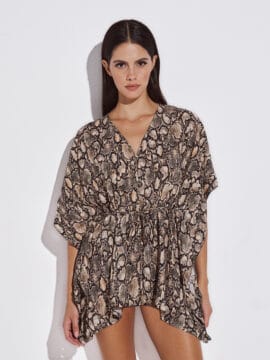 Mini Tunic/Poncho with lurex sparkle, Snake skin pattern